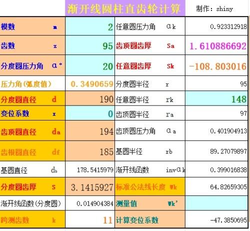 齿轮及链轮几何参数计算小软件