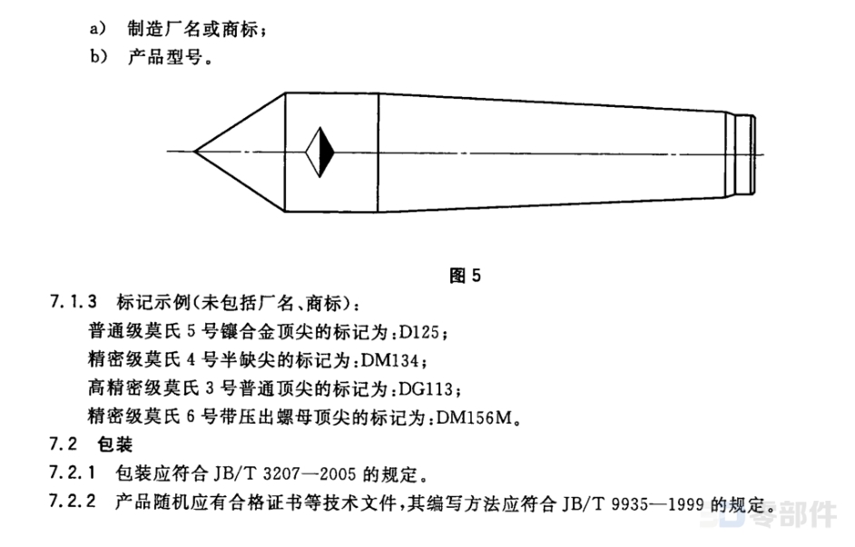 固定顶尖I型莫氏圆锥号 GB/T9204-2008