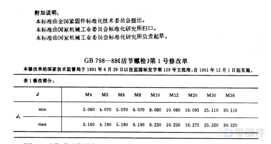 活节螺栓 GB/T798-1988