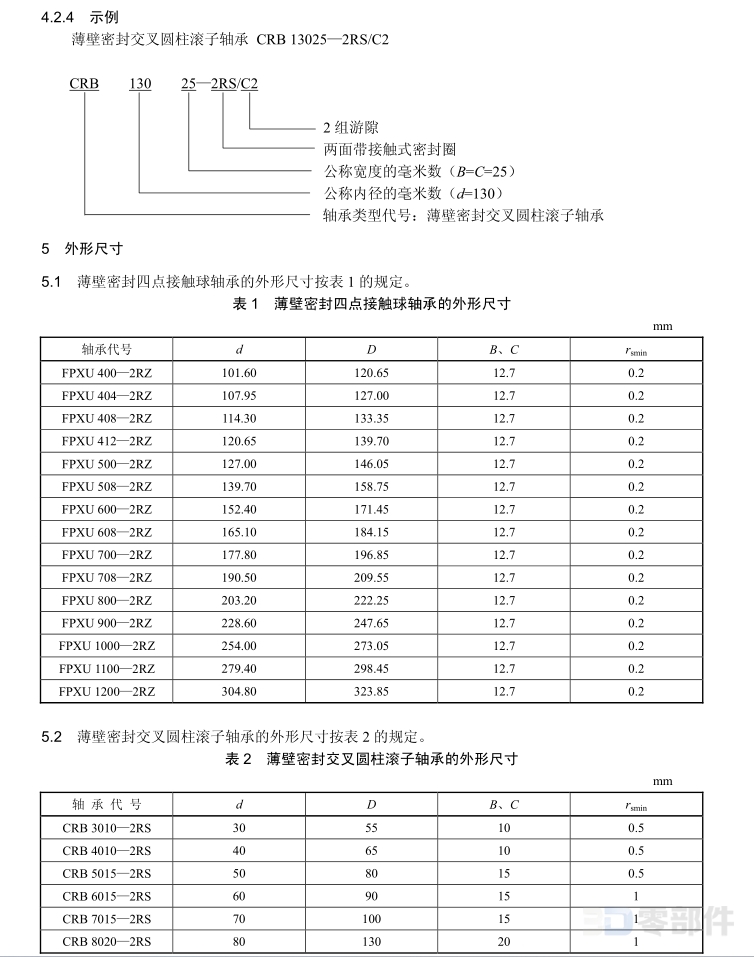 机器人用薄壁密封交叉圆柱滚子轴承 JB/T6636-2007