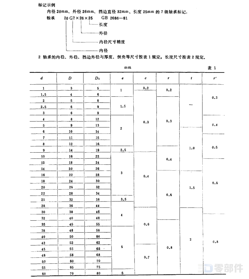 粉末冶金带挡边筒形轴承 GB/T2686-1981