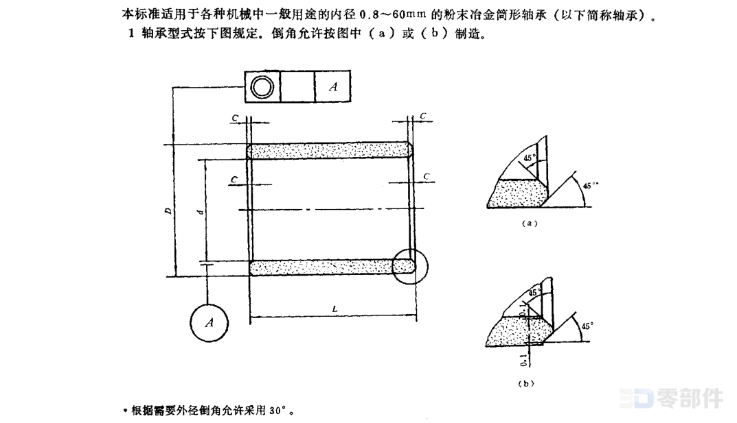 粉末冶金筒形轴承 GB/T2685-1981