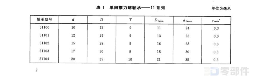 推力球轴承5100型 GB/T301-2015