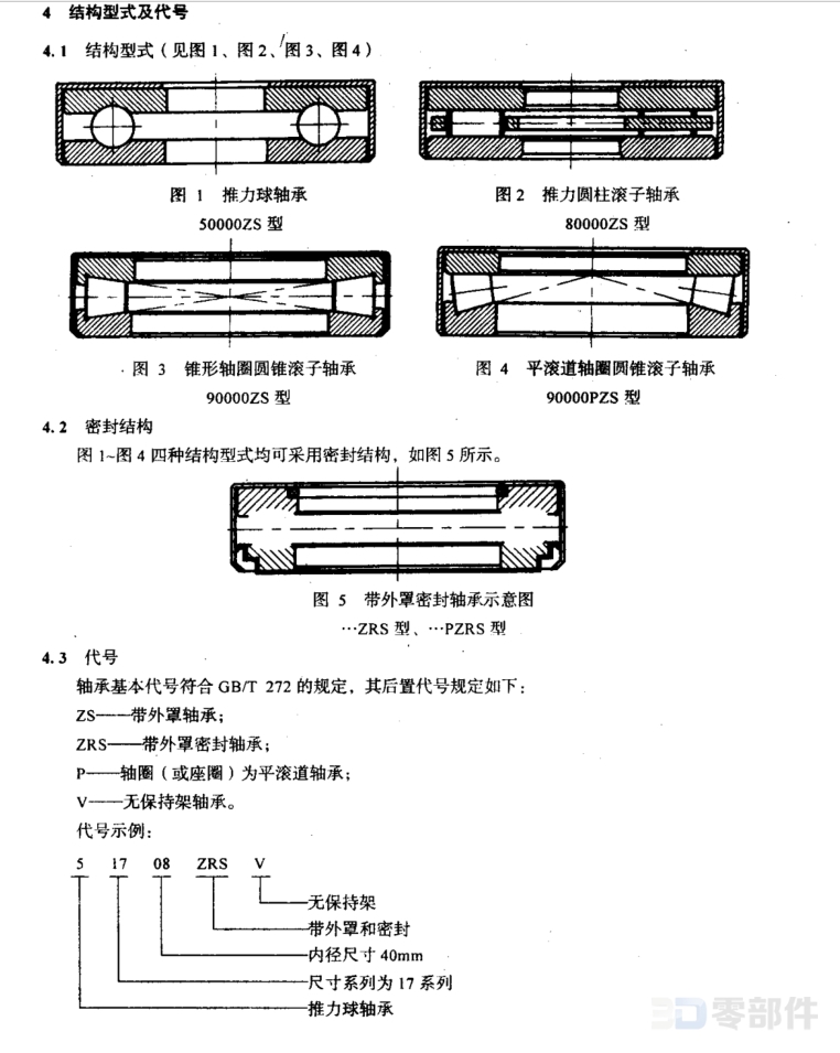 汽车转向节用推力球轴承90000ZS型 JB/T10188-2000