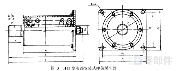 HT3型焊接式弹簧缓冲器 JB/T8110.1-1999