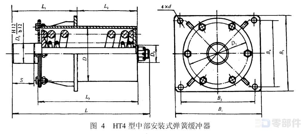 HT4型焊接式弹簧缓冲器 JB/T8110.1-1999