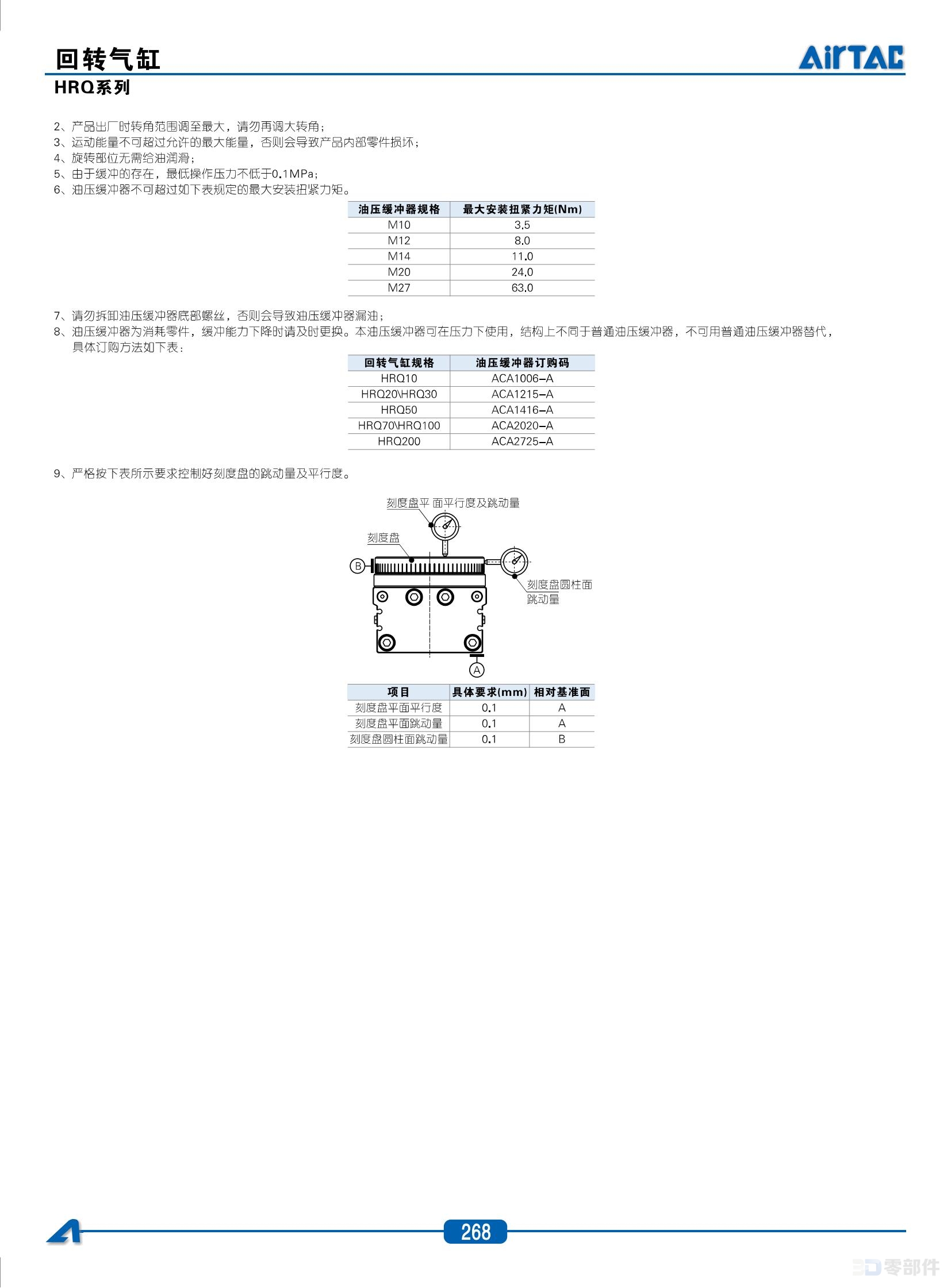 亚德客HRQ回转气缸