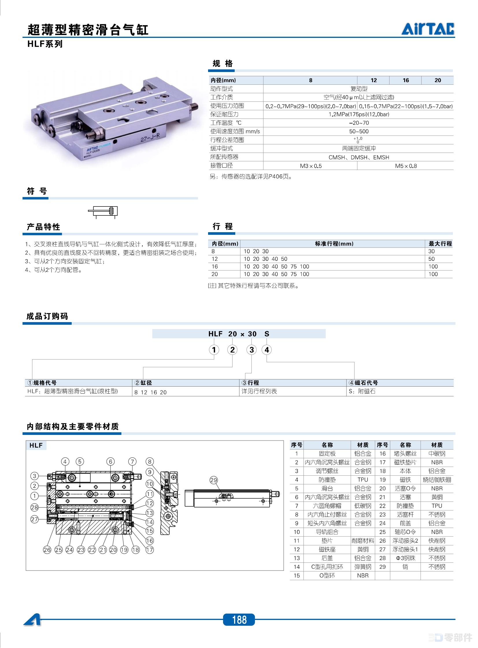 亚德客HLF超薄型精密滑台气缸