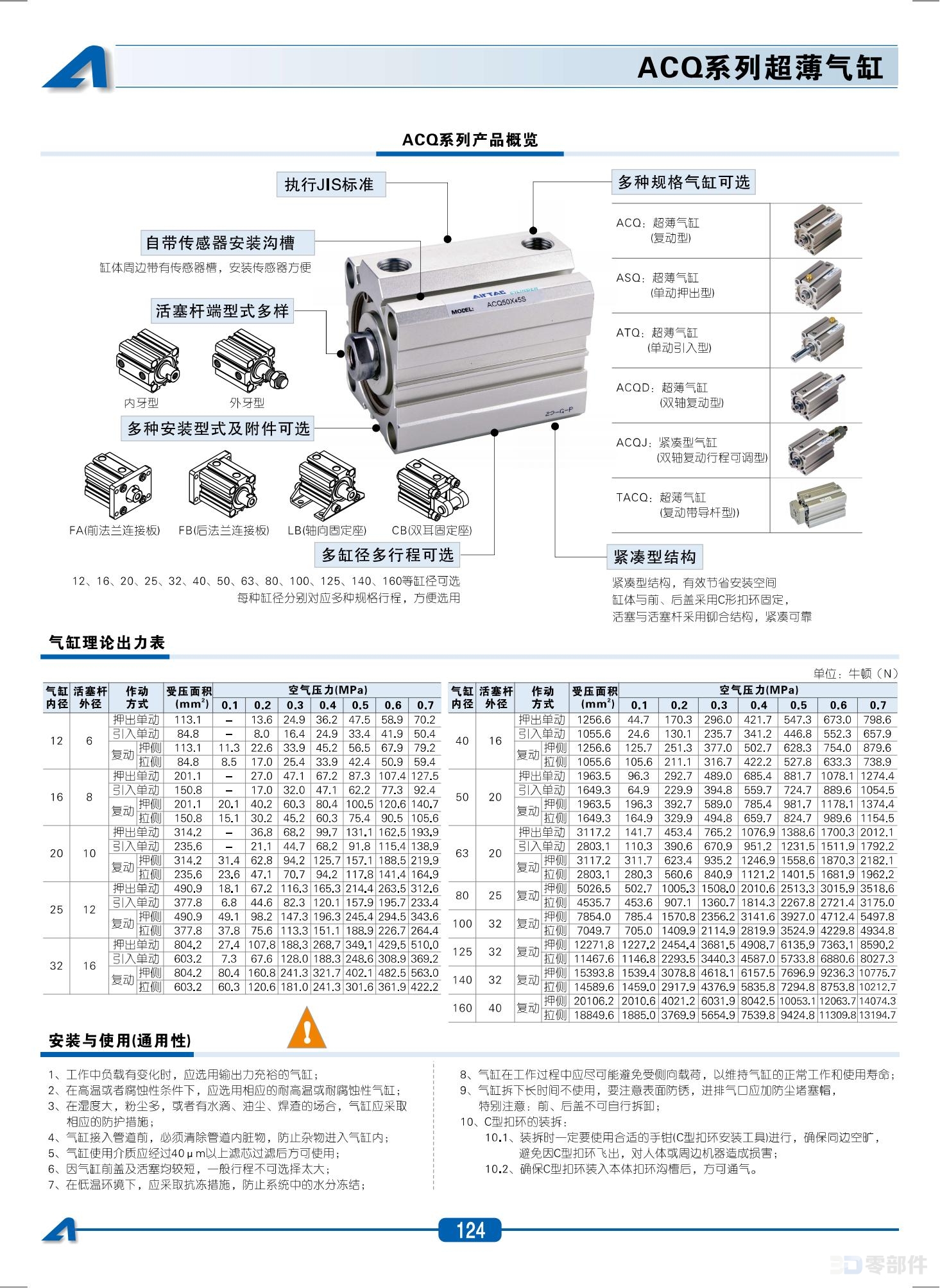 亚德克 ACQ系列超薄型气缸