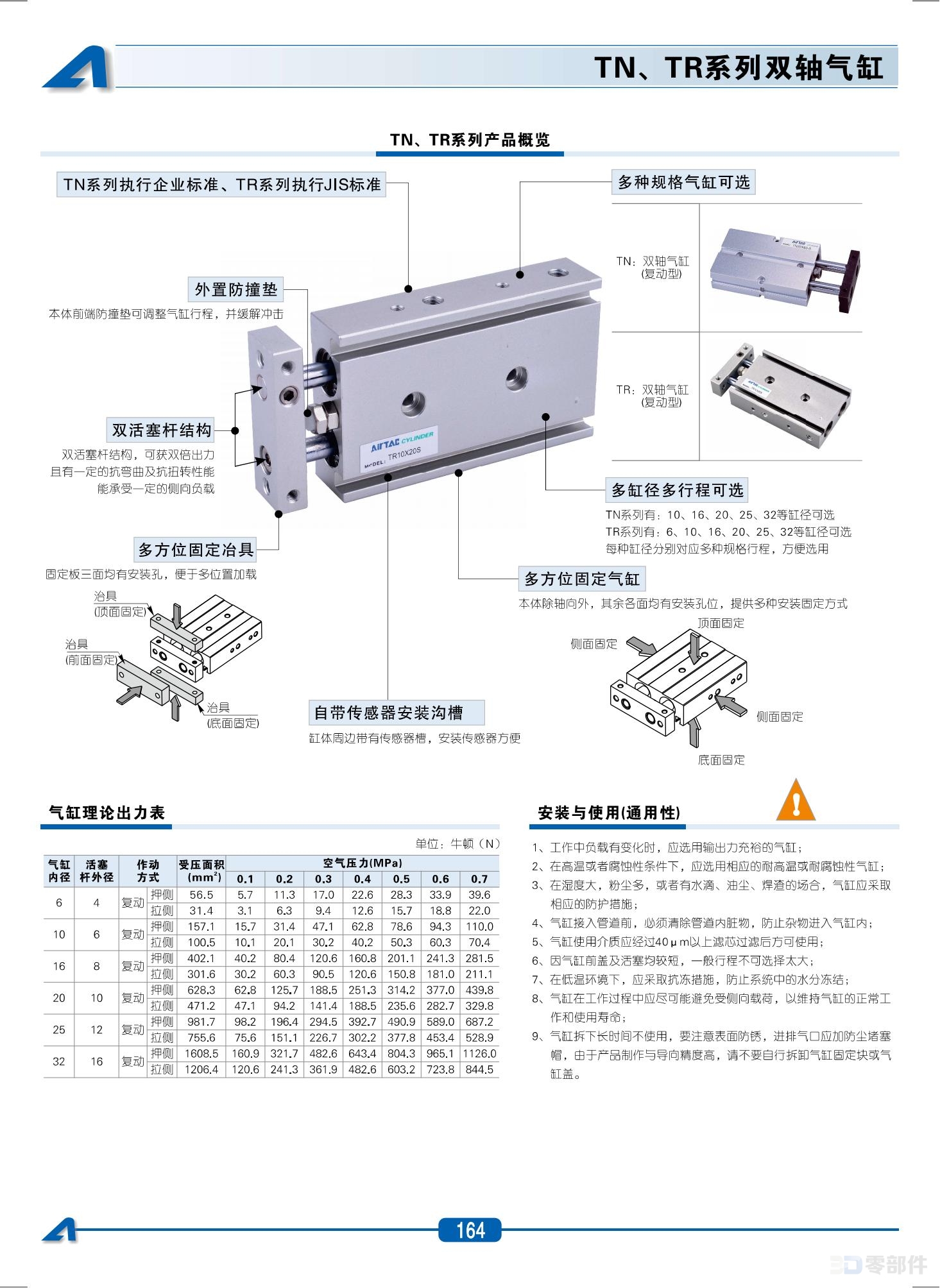 亚德克 TN系列双轴气缸