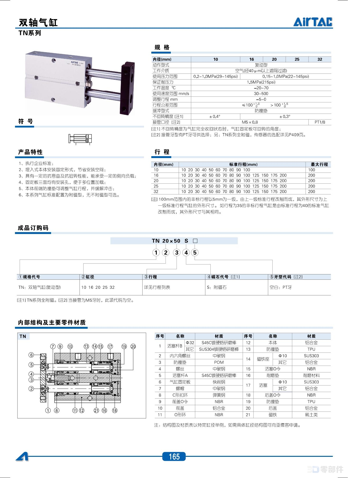 亚德克 TN系列双轴气缸