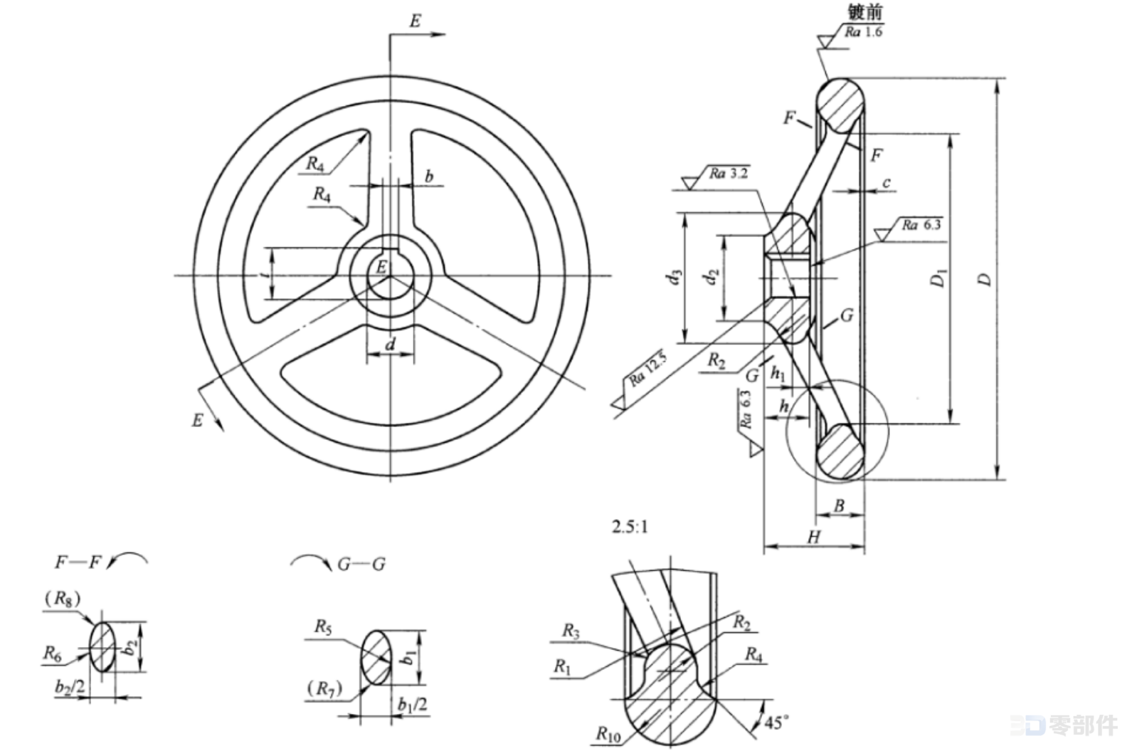 圆轮缘手轮 JBT7273.5-2014