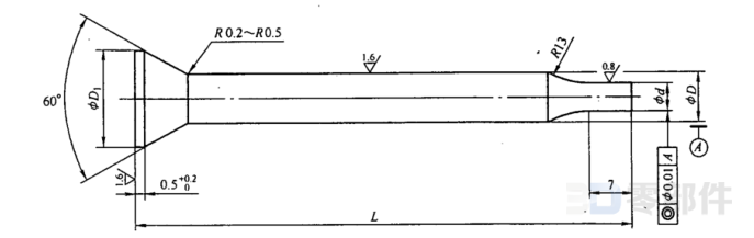 60°锥头缩杆圆凸模 JB/T5828-2008